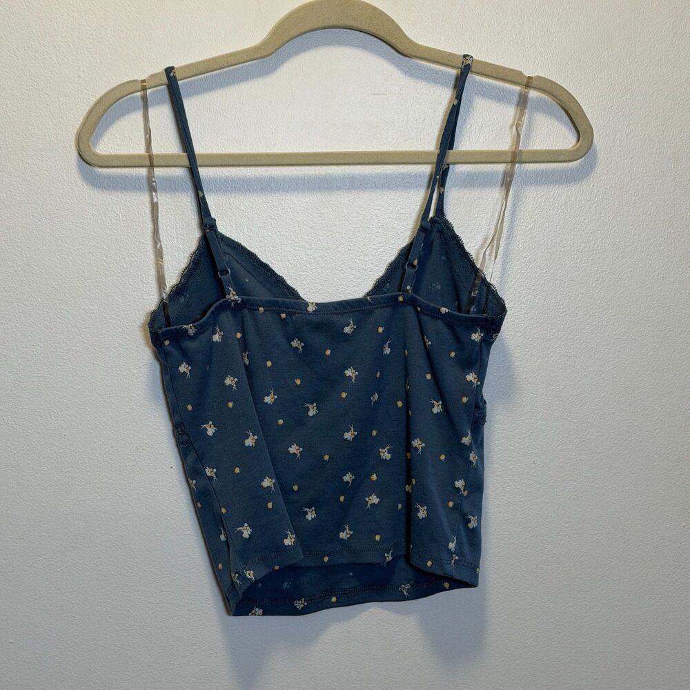 Self Esteem Blue Floral Lace Trim Camisole Tank Top Women’s Medium Y2K Cottageco
